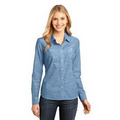 District Made  Ladies Long Sleeve Washed Woven Shirt